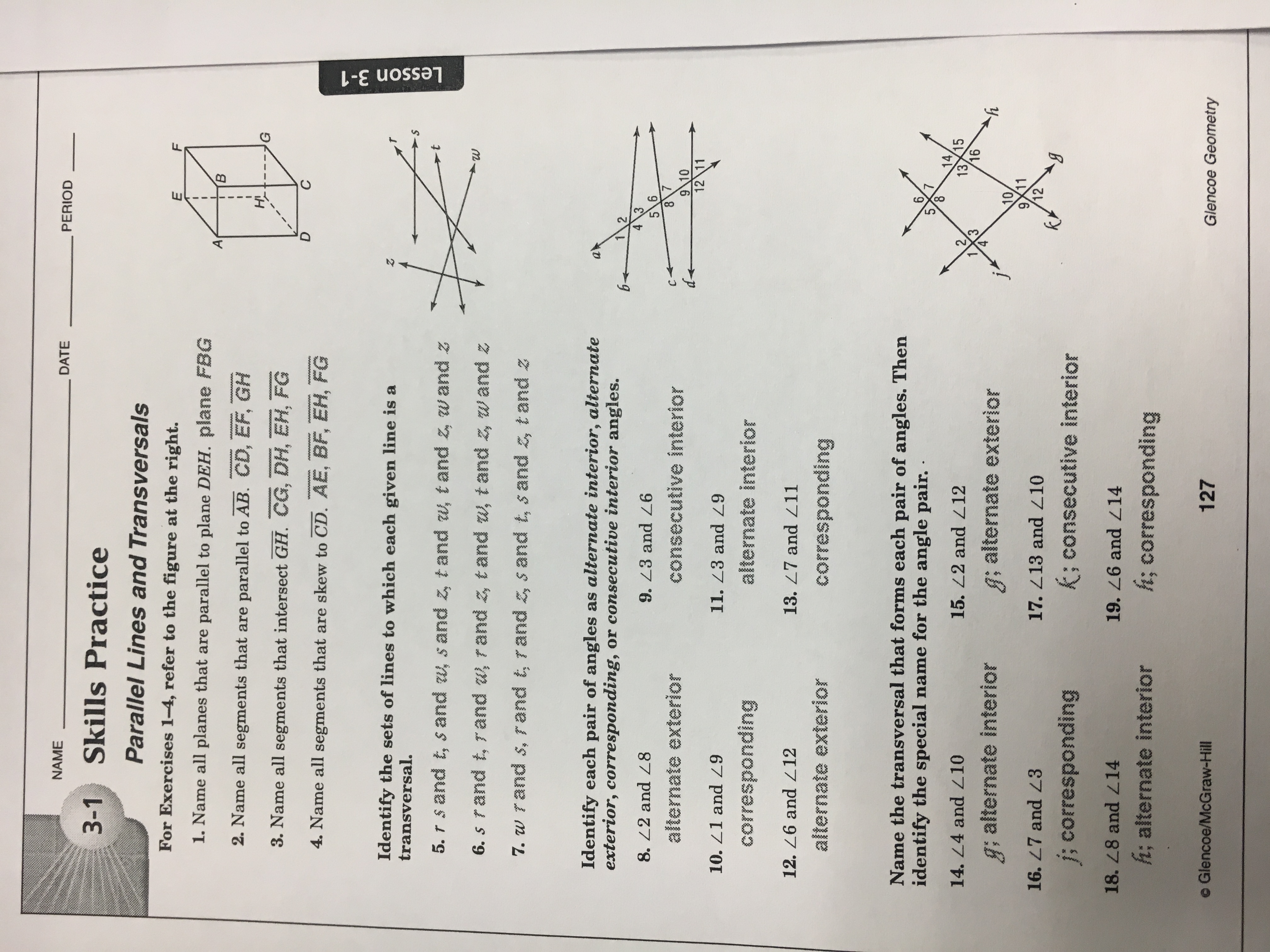 Glencoe Geometry 7 7 Skills Practice Answers